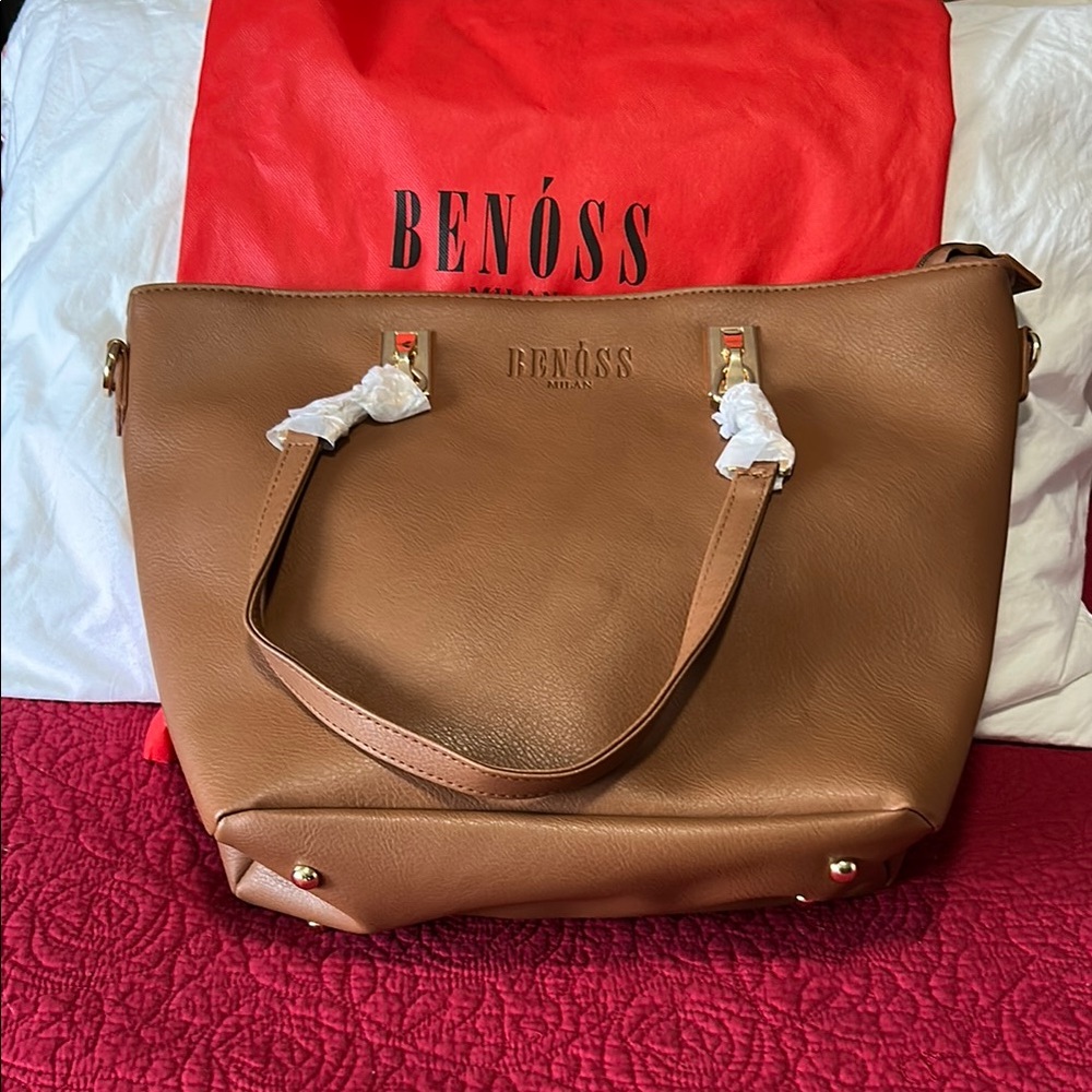 Bends Milan tan vegan Leather Tote with Rope Handles nwt